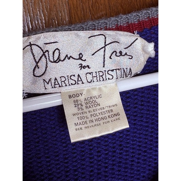 Vtg Womens Sweater Floral Acrylic Wool Boho Diane Freis For Marisa Christina Med - Picture 3 of 10